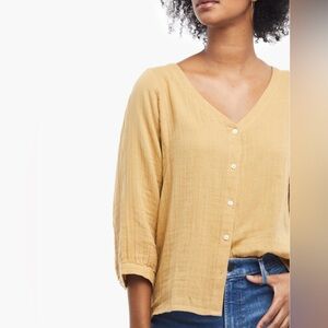 Able brand 100% cotton gauze mustard yellow blouse